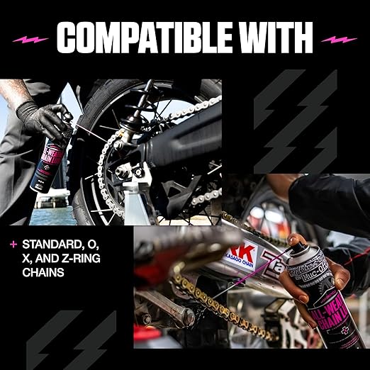 Muc Off All-Weather Motorcycle Chain Lube, 400 Milliliters - Premium Motorbike Chain Lubricant Spray - Formulated for All Weather Conditions