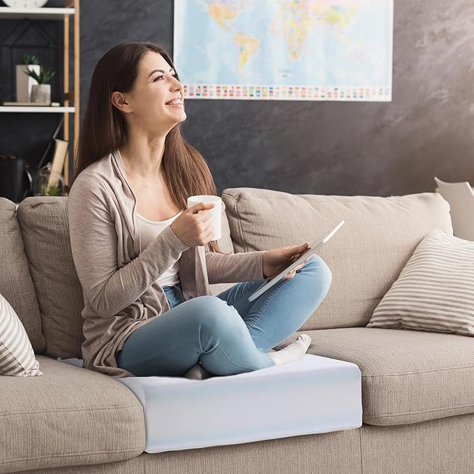 HOMBYS Memory Foam Couch Cushion Replacement, High Density Upholstery Foam Wrapped with Memory Foam & Polyester Batting, Sofa Cushions Inserts with Dacron Fiber Layer,with Removable Cover,5"x22"x22"