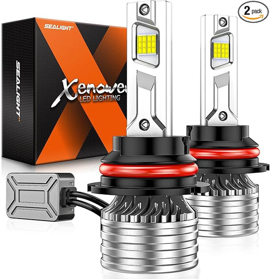 SEALIGHT 9007 Bulbs, X4I HB5 Headlight Fog Bulb with Adjustable Lock Ring, Cooling Fan, 70000LM Super Bright, Plug and Play, Fog Light, Pack of 2