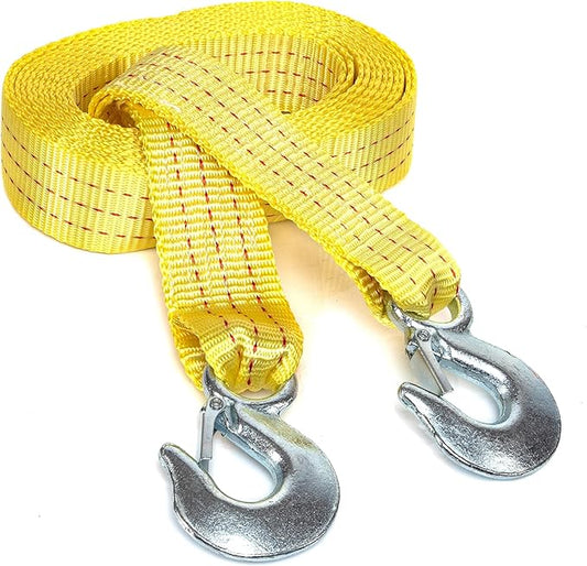 NEIKO 51005A Heavy-Duty Tow Strap with Hooks, 2 Inches by 20 Feet, Woven Polyester Webbing, and 10,000-Pound Capacity, HD Truck Recovery Strap and ATV Tow Strap, Tow Rope for Vehicles