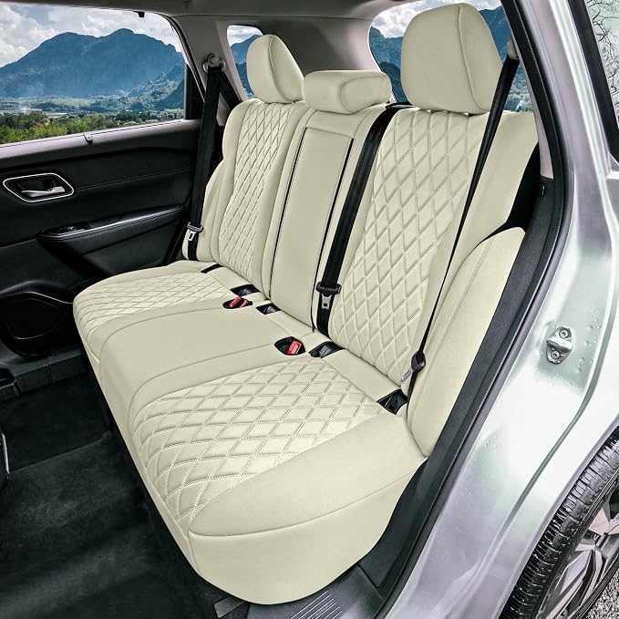 FH Group Custom-Fit Car Seat Covers Specifically Made for 2021-2026 Nissan Rogue, Full Set Solid Beige Ultraflex Neoprene Waterproof Automotive Seat Cover