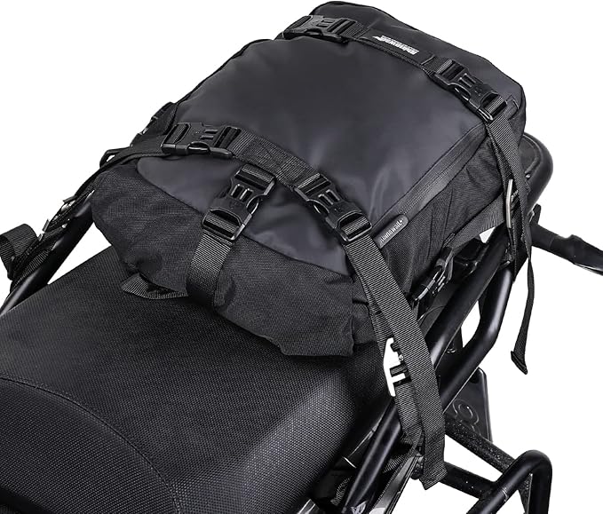 Waterproof Motorcycle Tail Bag 10L Motorbike Rear Rack Storage Bag Saddle Pannier for Touring Adventure Commuting Black