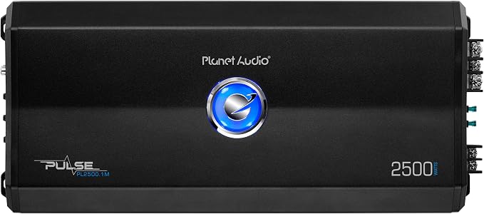 Planet Audio PL2500.1M Monoblock Car Amplifier - 2500 High Output, High/Low Level Inputs, Low Pass Crossover, Hook Up to Subwoofer for Bass