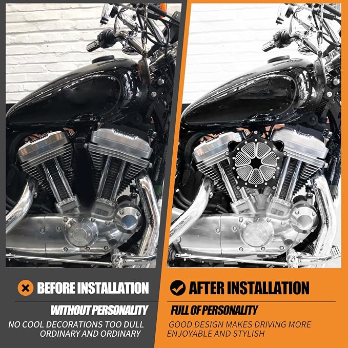 Motorcyle Air Cleaner Filter Fit for Harley Touring street glide road king electra tri trike Dyna Softail Sportster XL (C For Touring 08-16,Softail 16-17,Trike 08-16)