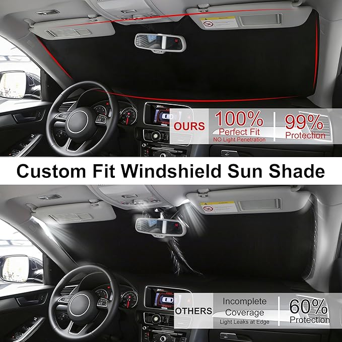 Front Windshield Sun Shade Foldable Car Front Window Sun Shade Windshield Shade Custom Fit for 2011-2023 Dodge Charger Block UV Rays Accessories Heat Keep Car Cooler