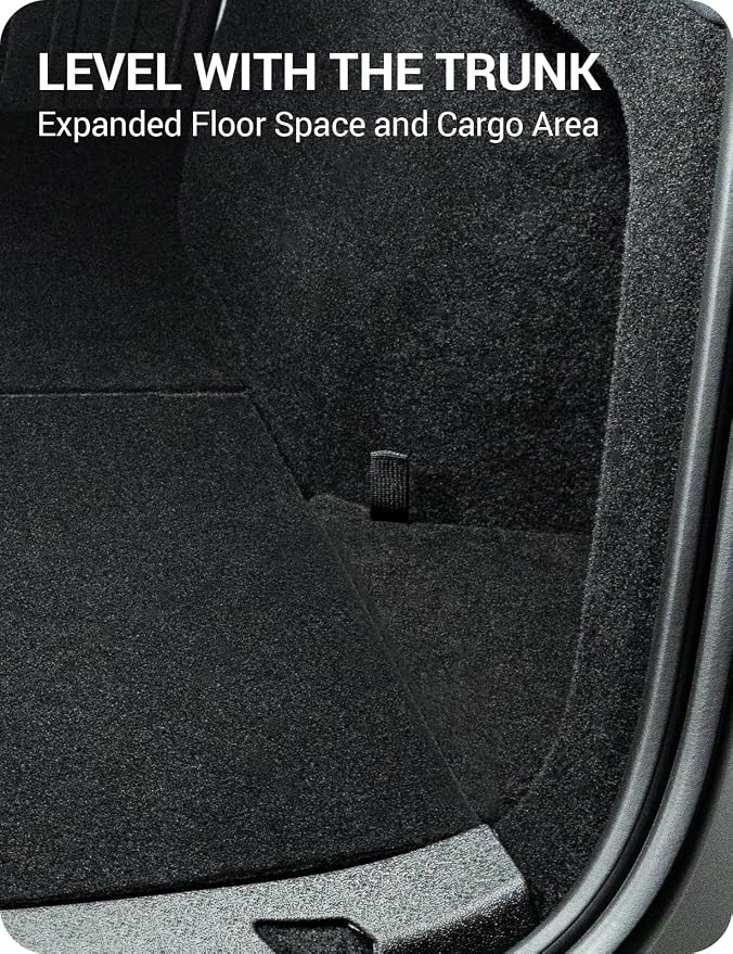 BASENOR 2025 2026 Tesla Model Y Trunk Storage Bins, (Proprietary Design) Trunk Organizer with Carpeted Lid, Rear Trunk Side Storage Box for 5-Seats Model Y Juniper Interior Accessories