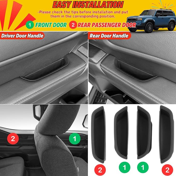 For 2026 2025 2024 Toyota Land Cruiser 1958 LC250 Prado Accessories - 4 Door Pocket Liner Protector with Door Handle Insert Organizer Storage Box - Front Rear Interior Accessories, 10 Pack