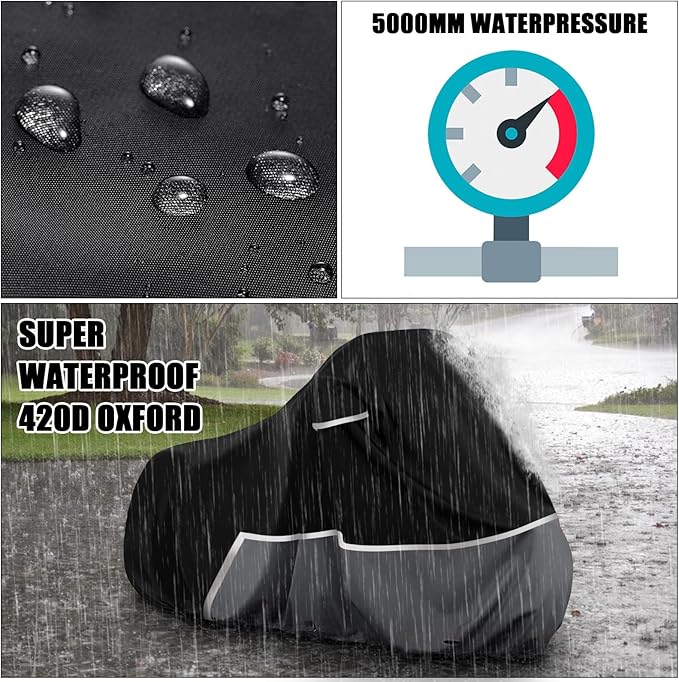 Waterproof Motorcycle Cover Replace for Harley Davidson Cruiser Models, 420D Oxford Cloth Softail, Dyna, Iron 883, Fat Boy 114, Forty-Eight, Low Rider, Sport Glide Cover for Snow Rain Protection