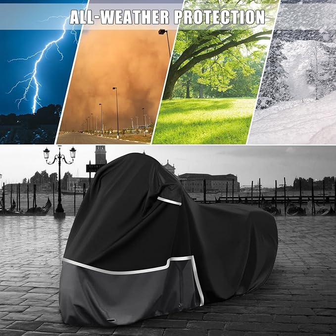 Waterproof Motorcycle Cover Replace for Honda Rebel 300 500 1100 and Shadow 750/ Vtx 1300 /Fury, 420D Oxford Cloth Motorcycle Cover for Snow Rain Dust Protection