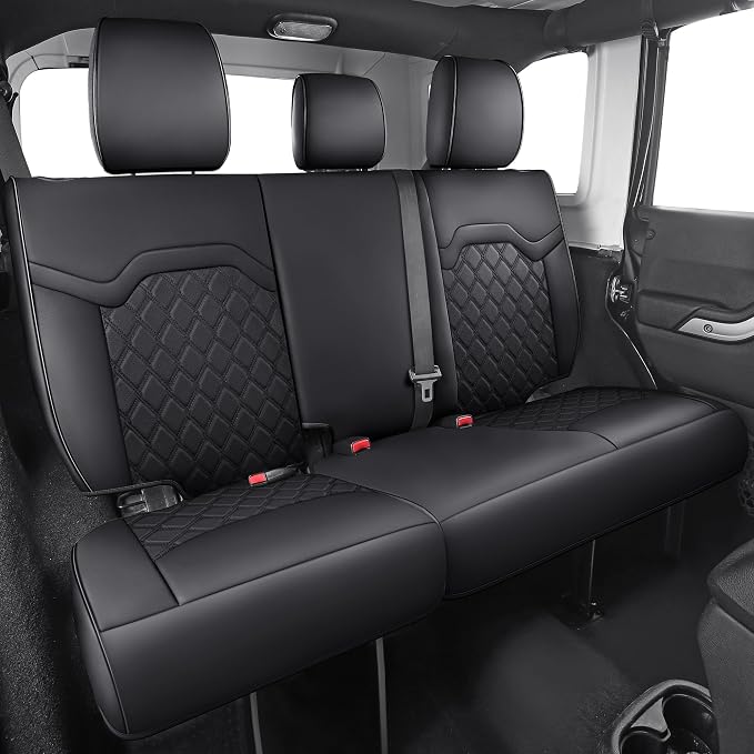 Huidasource Fit for Chevy Silverado Rear Seat Cover, GMC Sierra Rear Seat Cover 1500 2007-2013&2019-2026, 2020-2026 2500HD 3500HD Crew Cab WT LS LT, Silverado Back Seat Covers Nappa Leather, Black