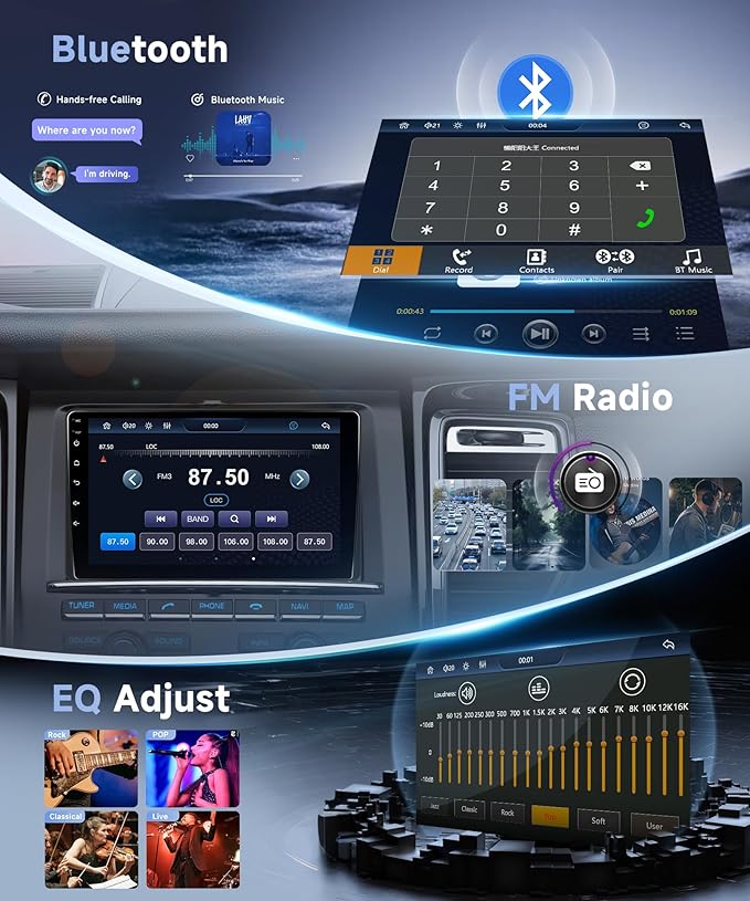 Single Din Car Stereo with Wireless A-pple Carplay Android Auto, 9" IPS Adjustable Screen Angle Car Radio 1 Din with Backup Camera Car Audio Receiver, Support Mirror Link Bluetooth FM EQ SWC