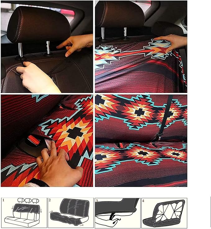 Forchrinse Sea Turtle Print Car Seat Cover Hawaii Palm Front Back Seat Cover with Steering Wheel Cover+Seatbelt Pads+Coaster+Handbrake Gearshift Cover+Auto Trash Can for Most Vehicles,Set of 15