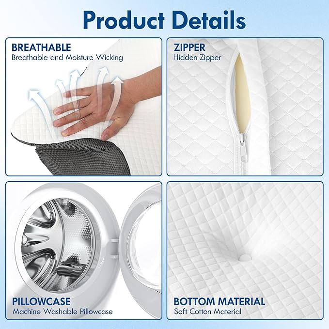 Sleep Apnea Pillow, Dreamers Relief Pillow Side Sleeper, 2 in 1 Cervical Pillow for Neck Pain Relief and for Back Side Stomach Sleeper