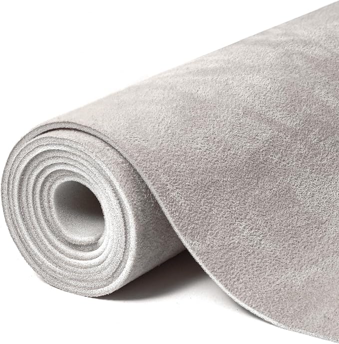 Babnecl Suede Auto Headliner Fabric 56" L × 60" W with Foam Backing - Tube Packaging - Light Grey Interior Replacement Material for Car/Truck/SUV/RV Roof - Home Repair/DIY Headliner Material