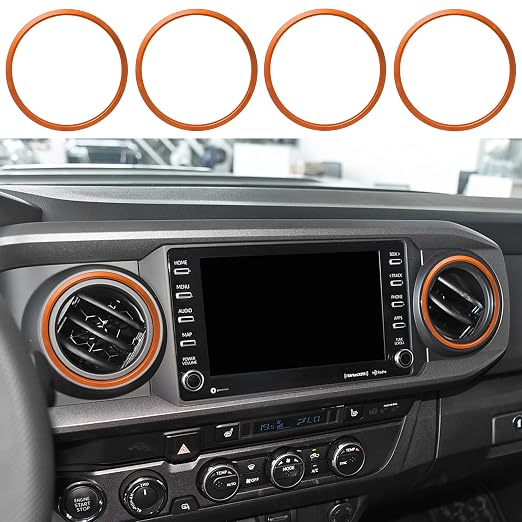 for Toyota Tacoma Accessories 2023 2022 2021 2020 with 8" or 7" Touchscreens Knob Covers - AC Vent Ring Button Knob Covers for Air Conditioner Volume Mirror Push Start Stop Button Trim 12Pcs (Oange)