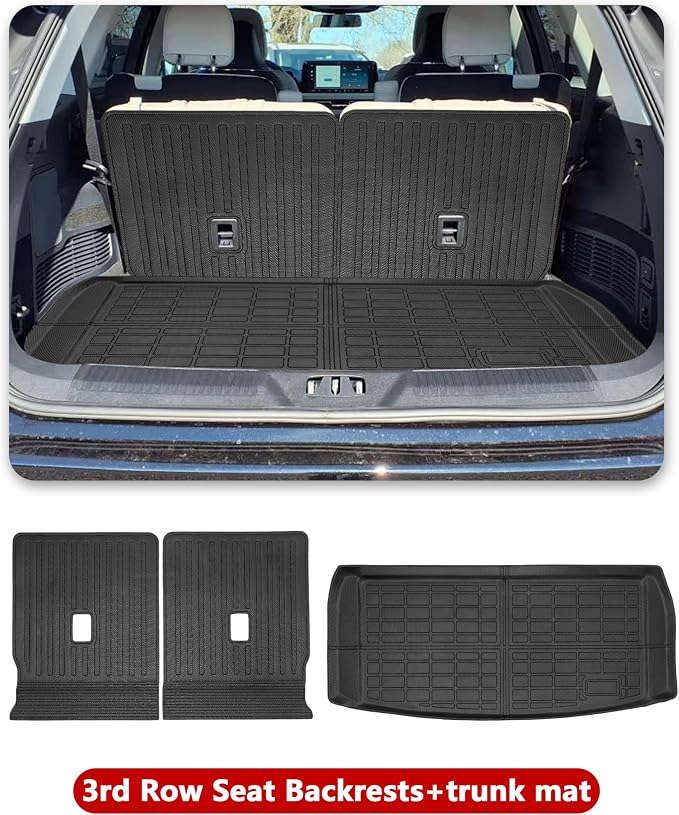 Floor Mat Cargo Liner Backrest Mat Compatible with Lincoln Aviator Accessories 2020-2025 2026 with Hook&Loop Rear Trunk Mat Rear Seat Back Cover Protector All Weather Anti-Slip Split Dog Liner