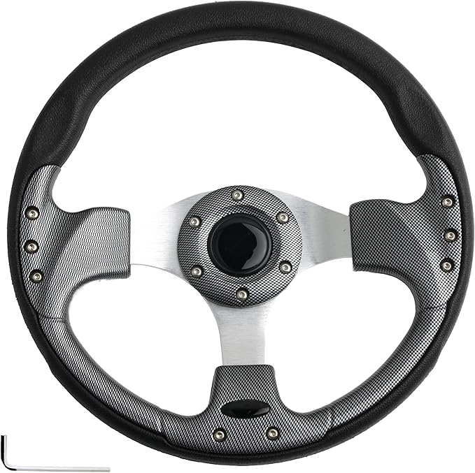 Universal 12.5"Golf Cart Steering Wheel Fit for Golf Cart Club Car DS Precedent EZGO RXV & TXT, Yamaha Steering Wheel