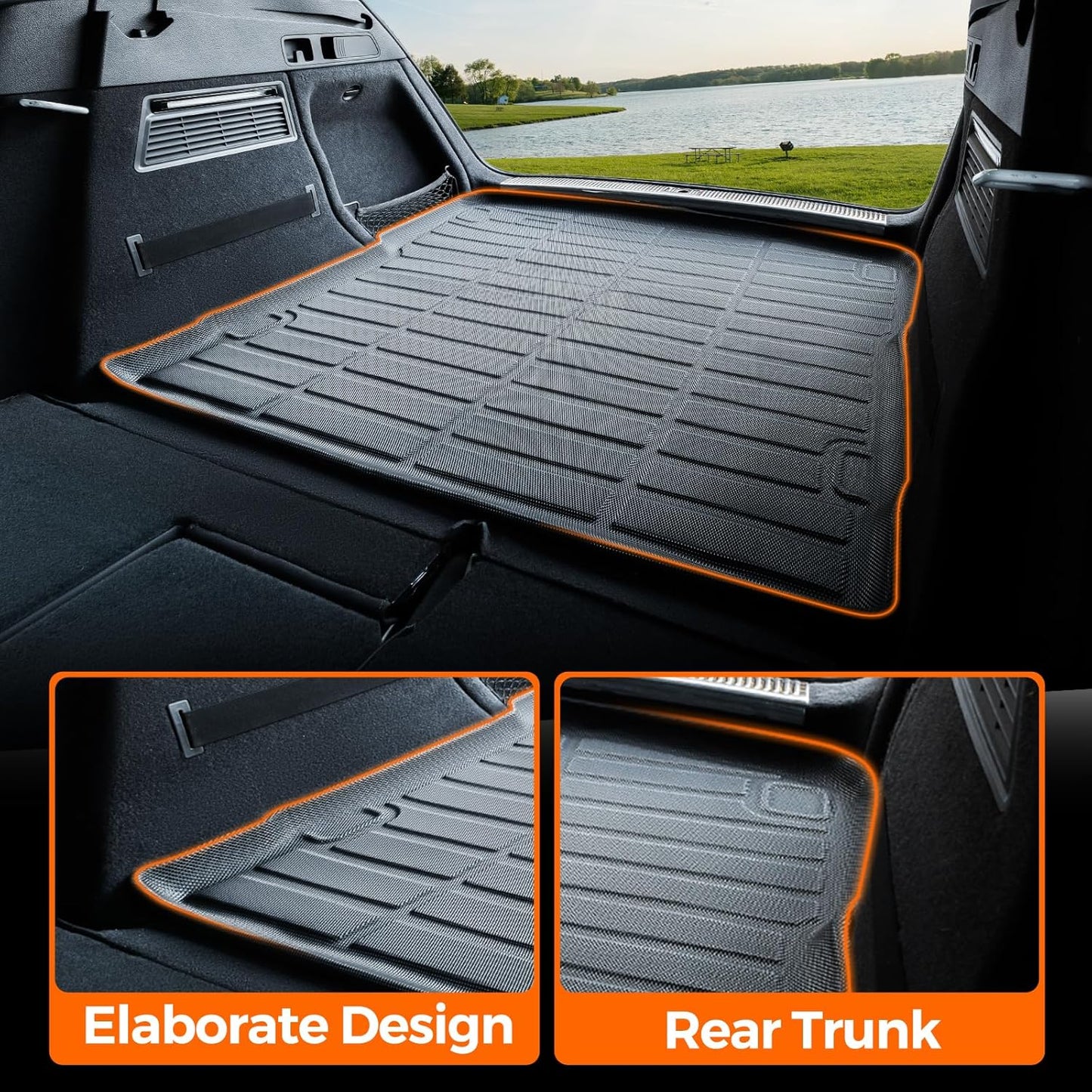 DrCarNow Floor Mats for Audi Q5/SQ5 2018-2025, All Weather Car Floor Mats for Audi SQ5 & Q5 Accessories Cargo Liner Trunk Liner Custom Fit TPE 4-Piece Black 2025 2024 2023 2022 2021 2020 2019 2018