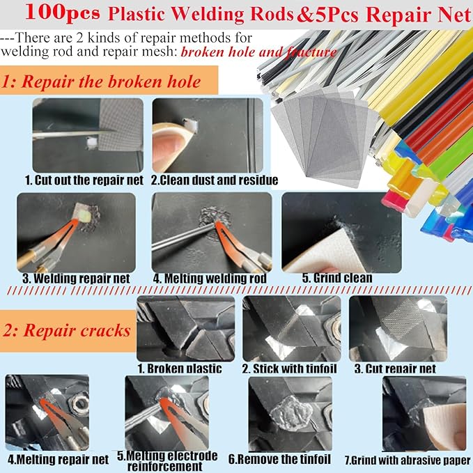 Upgraded 220W Plastic Welder, 2 in 1 Plastic Welding Repair Welder Kit 1000PCS Hot Stapler Soldering Gun with 100PCS Plastics Welding Rods Car Bumper Repair Kit for Most Plastics(Black)