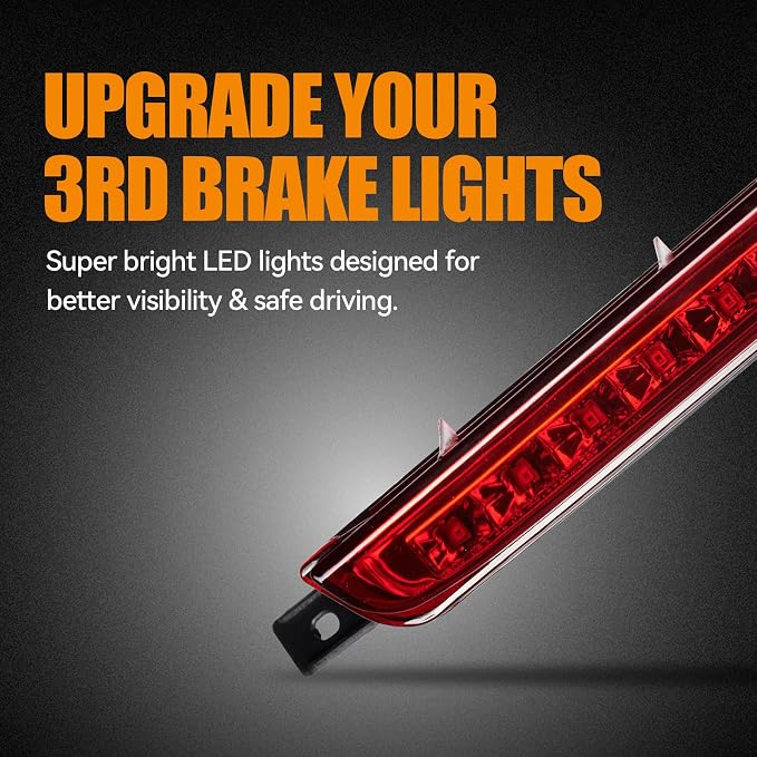 Third 3rd Brake Light LED for 2007 2008 2009 Chevy Equinox, High Mount Rear Brake Lights Assembly for 07 08 09 Pontiac Torrent, Waterproof Center Cab Lamp Stop Light (Red)
