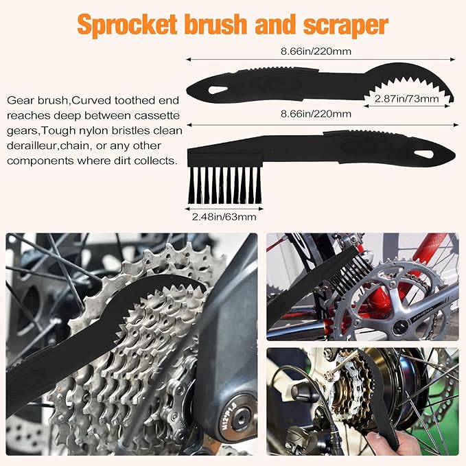 LOQOMI Bicycle Cleaning Kit including chain Cleaing Agent,chain brush,maintenance tool,lube,degreaser