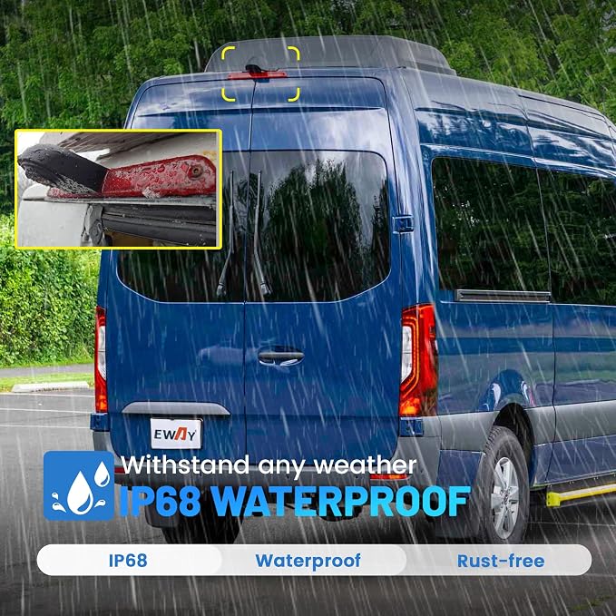 EWAY 3rd Third Brake Light Sprinter Backup Camera for Mercedes Benz Sprinter Volkswagen VW Crafter Vans 2007-2019 Roof Mount Reversing Camera Top Rear Brake Light IR Super Night Vision Rearview Camera