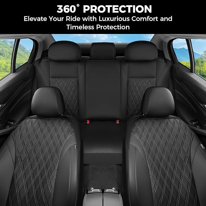 FLORICH Car Seat Covers Full Set, Leather Seat Covers for Cars, Car Seat Protector Waterproof Breathable, Universal Automotive Seat Covers, Front and Rear Car Seat Cover Fit for Most Sedans SUV Truck