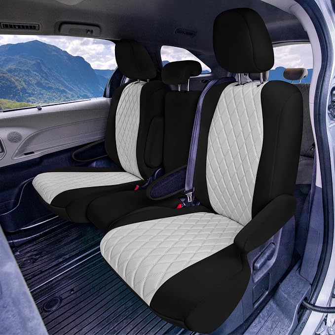 FH Group Custom Fit Car Seat Covers Specifically Made for Toyota Sienna 2021-2024, Gray Ultraflex Neoprene 2nd Row Set Automotive Seat Covers, 8 Seater SUV Seat Covers, Toyota Accessories