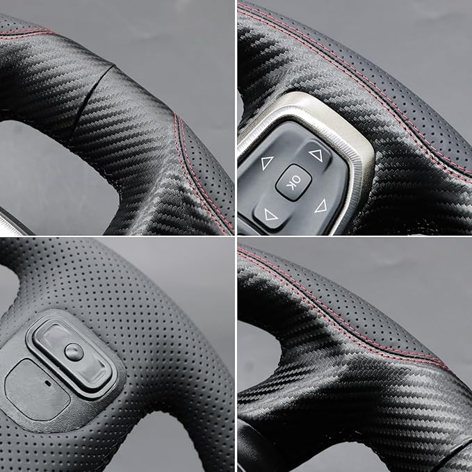 MEWANT Hand-Stitched Steering Wheel Cover Wrap for Dodge Ram 1500 2019-2023 Steering Wheel Accessories for Dodge Ram(Backsides Without Buttons)