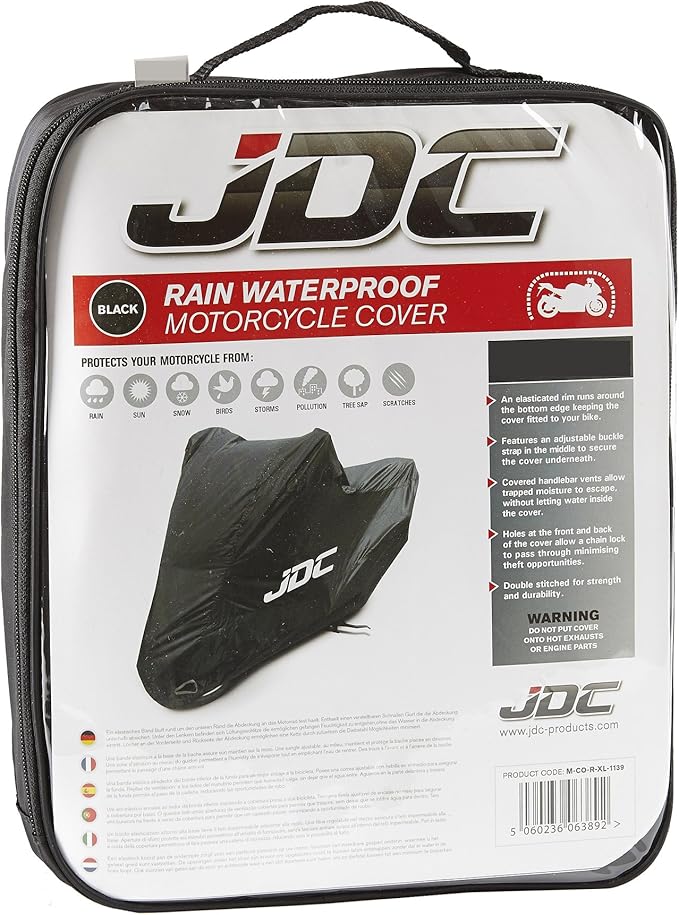 JDC Motorcycle Cover Waterproof - Black - RAIN - XL