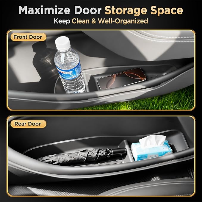 5PCS for Tesla Model Y Juniper(2025 2026) Door Side Storage Box Cup Holder [Waterproof & Stay Clean] Front & Rear Door Pocket Liners for Tesla Model Y Juniper Accessories 2025 2026