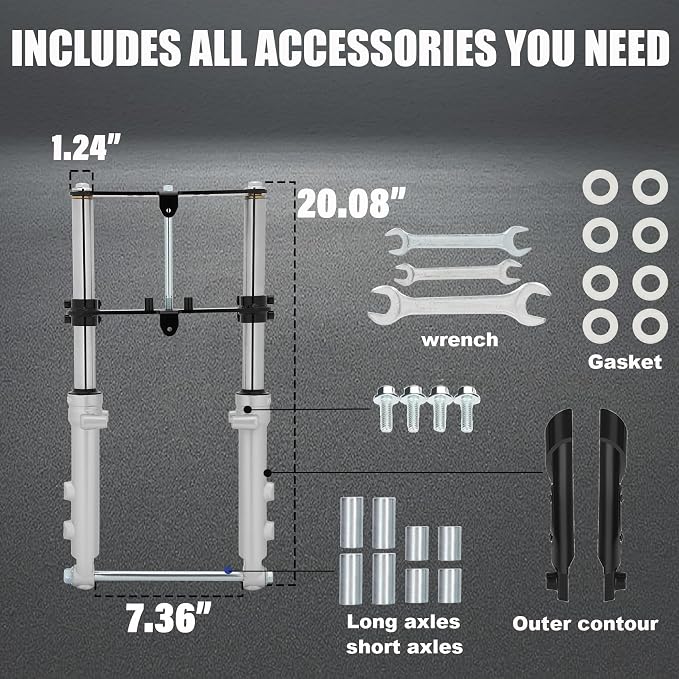 Mini Bike Suspension Kit-Mini Bike Front Fork Suspension Kit Replacement for Coleman CT100U/TrailMaster Storm 200/GMB100,Universal,Small Motorcycle Shock Absorber Fork Frame Upgrade Kit(Silver)