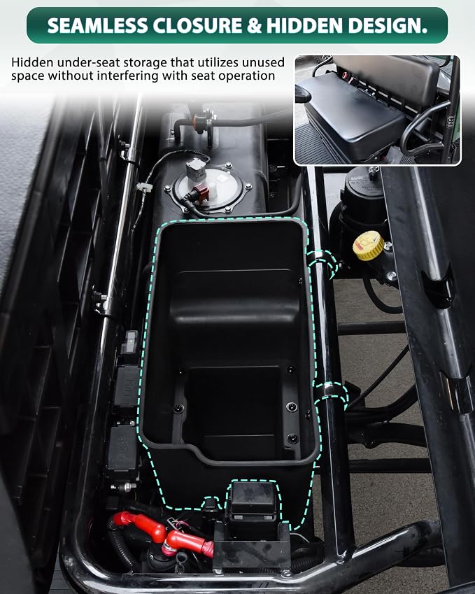 Under Seat Storage Box for Kawasaki Mule 4000 4010 2009-2026 Accessories, 14L Passenger Side Tool Storage Organizer Box Under Seat Combined Durable PP Bin for Kawasaki Mule 4000 4010 2009+