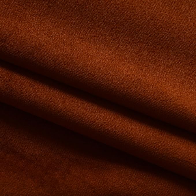 Roslynwood Luxury Soft Rust Velvet Curtains 120 inches Long Back Tab Thermal Insulated Blackout Window Drapes for Living Room/Bedroom/Dining Room, W52 x L120, 2 Panels