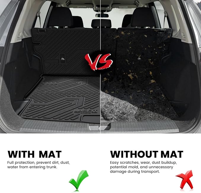 LASFIT Cargo Mat & Backrest Mats for Nissan Rogue 2026 2025 2024 2023 2022 2021, All Weather TPE Custom Fit Car Trunk Mats Cargo Liners Accessories, Black