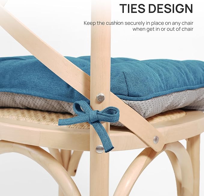 Love's cabin Memory Foam Chair Cushions Set of 4, 19"x19"x3.5" Indoor & Outdoor Seat Pads for Dining, Kitchen, Office, Patio Chairs - Blue