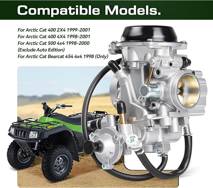 0470-361 Carburetor Carb w/Diaphragm Cover for Arctic Cat 400 2x4/4x4 1998-2001 Bearcat 454 4x4 1998 500 4x4 1998-2000 (Exclude Auto Edition) 0470-362