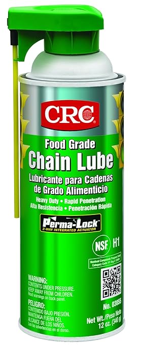 CRC Food Grade Chain Lube 03055 – [Pack of 12] 12 Wt. Oz. Aerosol, NSF H1 Gear, Chain, and Wire Lubricant
