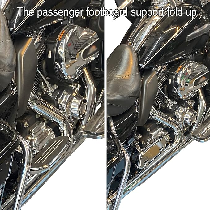 Motorcycle Passenger Floorboard Streamliner Footboard with Mount Bracket Kit Fit for Harley Touring Road Glide Street Glide Road King Electra Glide 1993-2025 (Chrome)
