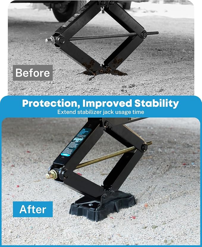 Kohree 4 Pack RV Stabilizer Jack Pads, Sturdy RV Leveling Scissor Jack Block, Stabilizer Pad Solid Rubber Protection Foot for 8.75"-9.5" Length RV Stabilizer Jack, Black