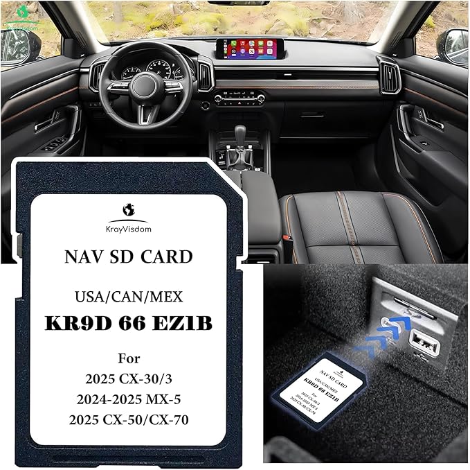 Navigation SD Card KR9D66EZ1B | No Data Fee, Works with HUD | Preloaded USA/CAN/MEX Offline GPS Maps for 3/CX 30/CX 50/CX 70(2025-2026), MX 5(2024-2026)