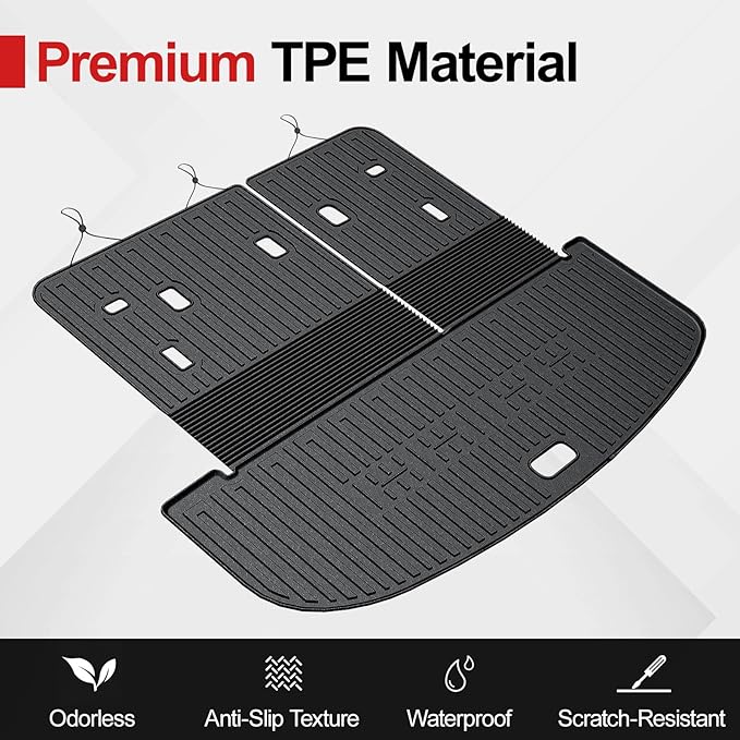 Cargo Mat with Backrest Mat for 2020-2025 Kia Telluride, All Weather TPE Trunk Mat Rear Cargo Liner Back Seat Cover Protector for Kia Telluride Accessories