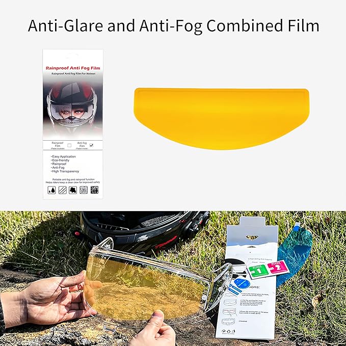 Universal Helmet Visor Anti-Glare and Anti-Fog Combined Film - Ideal for Motorcycle Helmet Lens, Alternative to Insert Lens - Ultra HD Helmet Shield Films, Anti-Steaming, Safer Rides