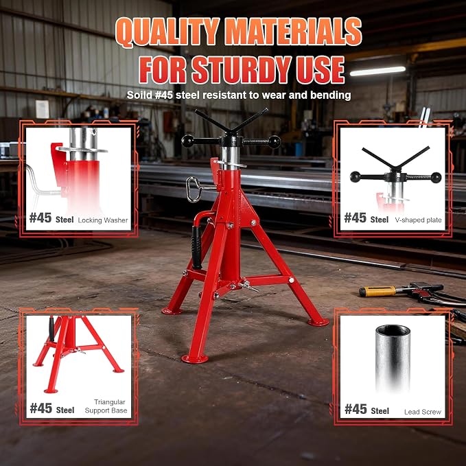 Heavy-Duty Folding Pipe Jack Stand, 2500LB Capacity Jack Stand, 20-37 Inch Adjustable Pipe Support