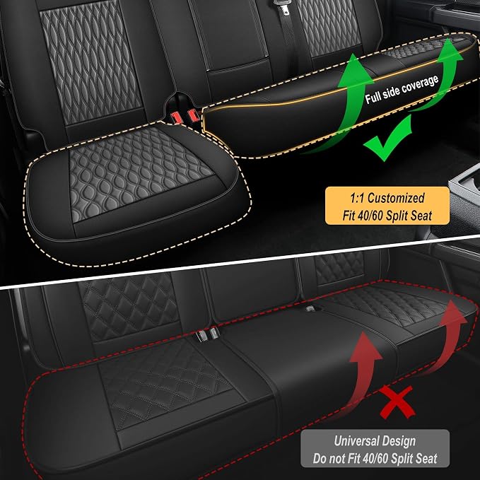for Ford 2025 2026 F150 Seat Covers 2009-2026 F250 F350 F450 2017-2026 | Premium Handmade Leather Waterproof Fits Not Only SuperCrew Lightning King Ranch Platinum Tremor SVT Raptor