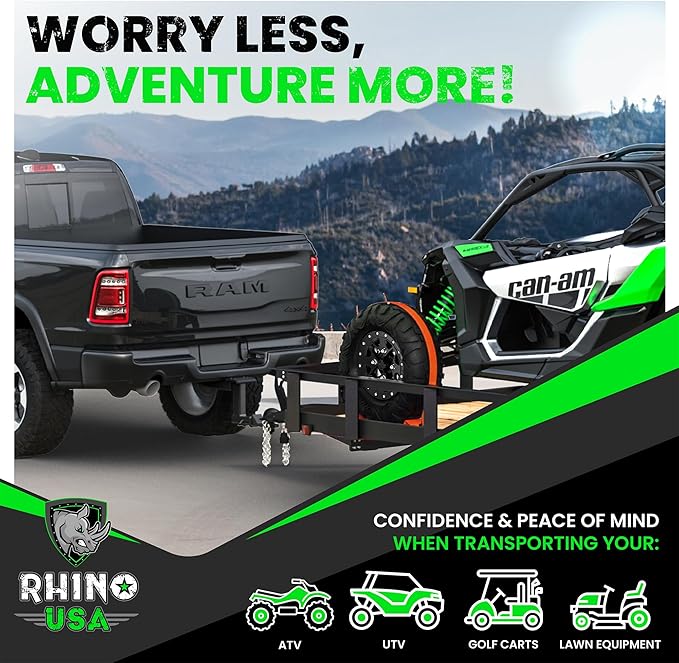Rhino USA E Track Ratchet Tie Down Straps (4,500lb Break Strength) - Includes (2) Premium 2" x 16' eTrack Tie Downs - Ultimate Heavy Duty eTrack Cargo Strap System for Trailer, Truck, Motorcycle