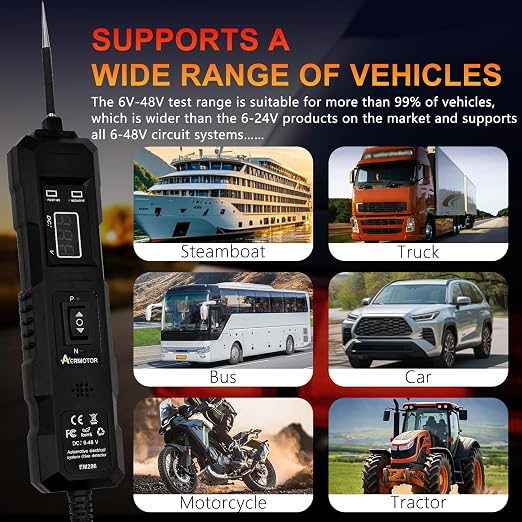 6V-48V DC Car Power Circuit Probe Tester with Dual LED Lights,Electric Circuit Tester Automotive,Fuse & Voltage Tester,Electrical Automotive Digital Display Short Finder with 4.5M Cable