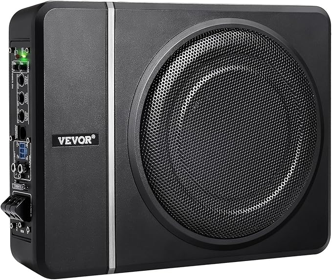 VEVOR 8" 240W Underseat Car Subwoofer, Slim Powered Car Subwoofers Under The Seat, Low Profile Audio Sub Built-in Amplifier, High/Low Level Input & Volume Controller for SUVs, Car, Truck, RV