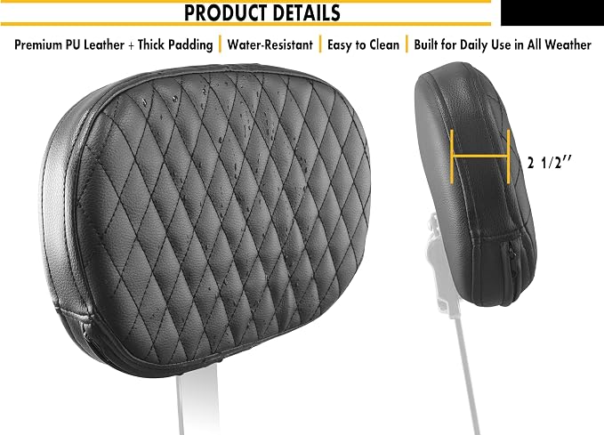 Adjustable Plug-in Driver Rider Backrest Custom Kit for Harley Electra Glides 1997-2026 Made Fit for Touring Models Road King Street Glide (Chrome Finished Stitching Pad)