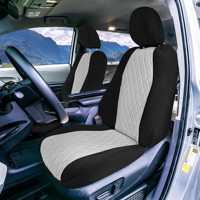FH Group Custom Fit Car Seat Covers Specifically Made for Toyota Sienna 2021-2024, Gray Ultraflex Neoprene Full Set Automotive Seat Covers, 7 Seater SUV Seat Covers, Toyota Accessories